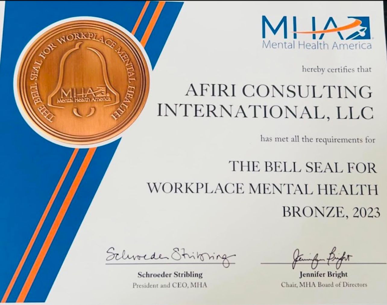 Mental Health America — Bronze, 2023