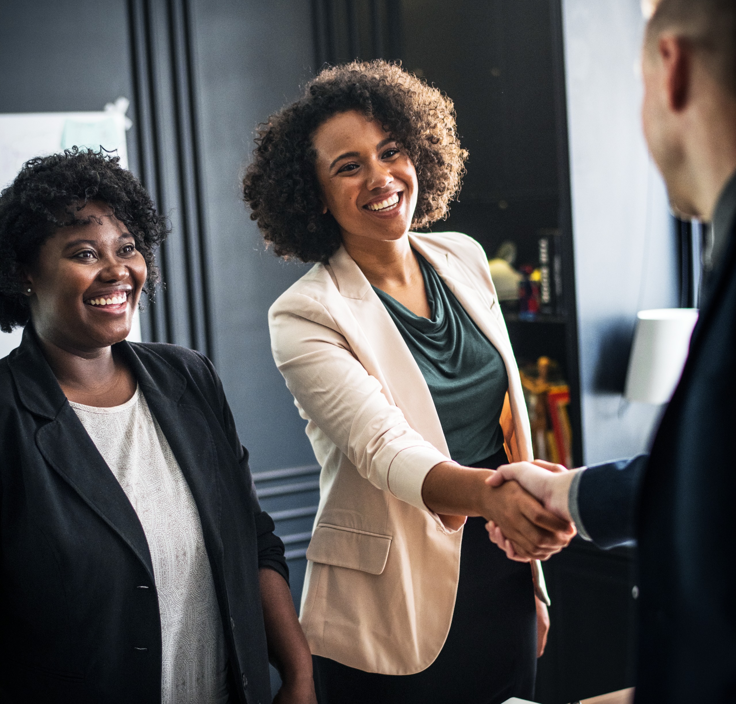 Business leaders greeting one another
